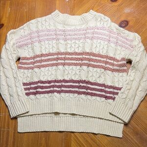 Adora Stripe Cream Cable Knit Sweater Women's M